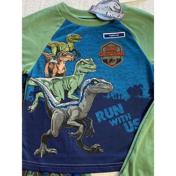 Jurassic World Boys 4T Dinosaur Camp 3-Piece Pajama Set - Picture 2 of 4